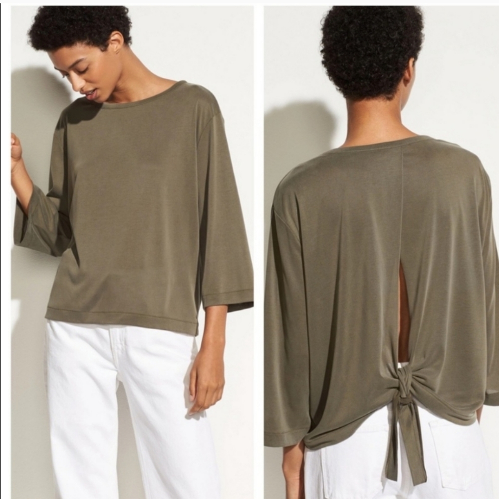 Vince silky top in Olive green XS